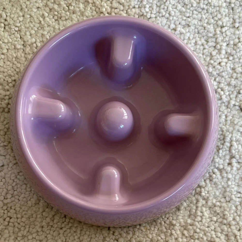 2- Pink Go Slow Anti Gulping Dog /Cat Feeding Bowls